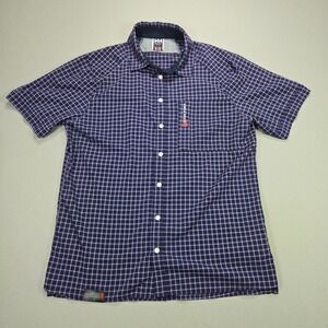 Helly Hansen Men's Short Sleeve Plaid Button Up Shirt Ocean Power L G